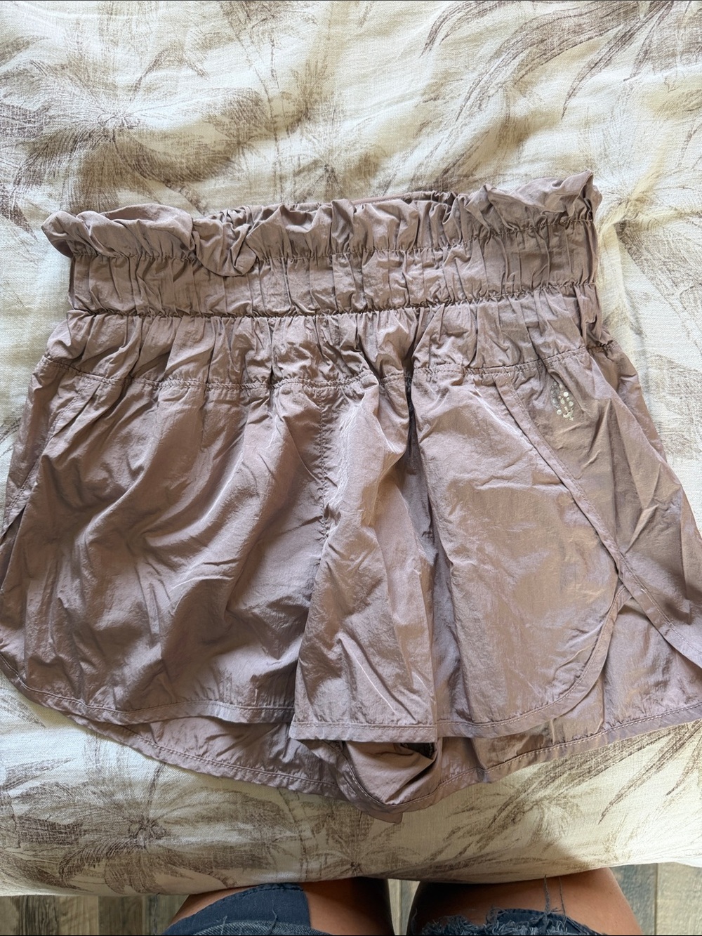 FP Movement by Free People Taupe High-Waist Ruched Athletic Shorts